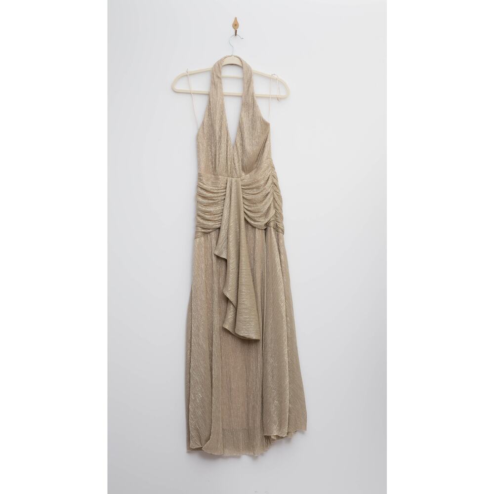 PatBO Lurex Draped Maxi Gold Dress Size US4 - Picture 4 of 9